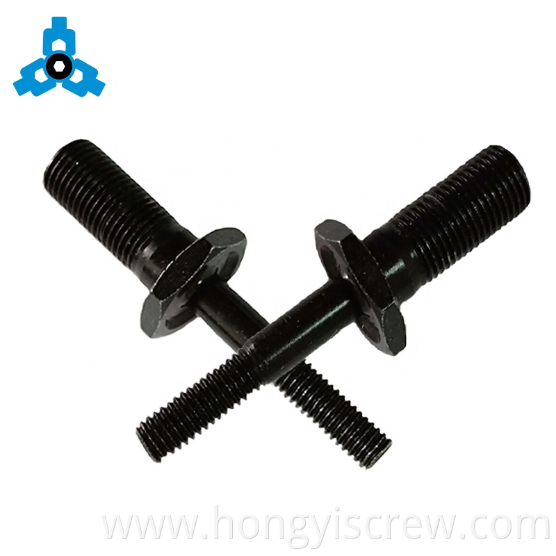 Black Double Threaded Bolt With Hex Spacer Carbon Steel OEM Stock Support